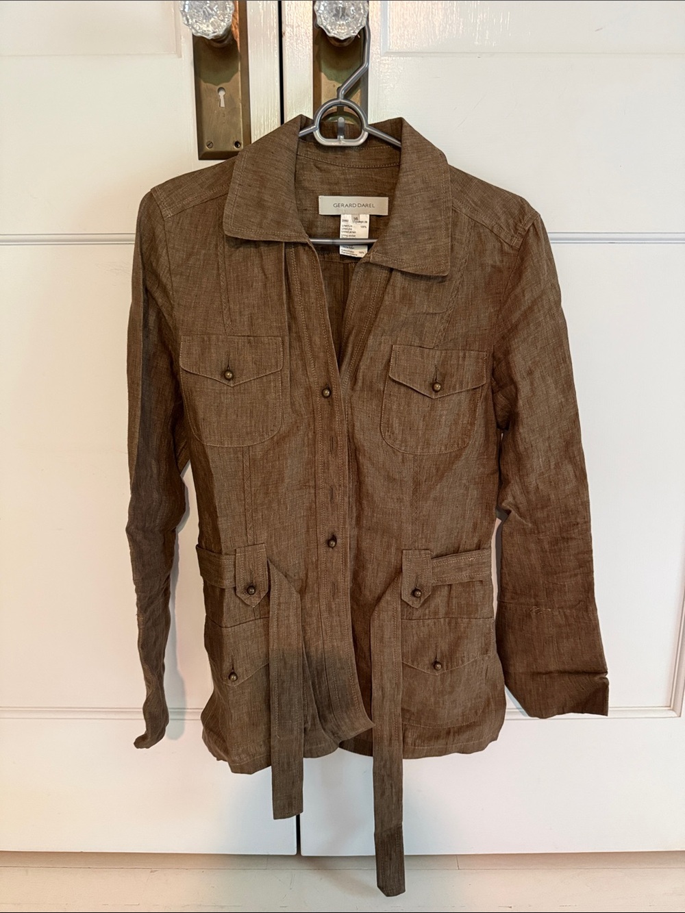 Brown linen women's Gerard Darel safari jacket size 36
